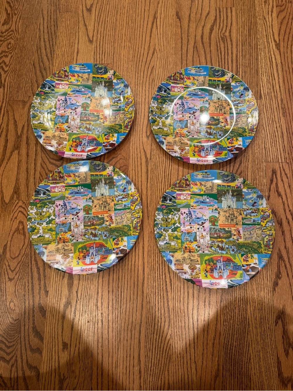 Retro Disney Parks 11" Souvenir Melamine Plastic Plate set of 4